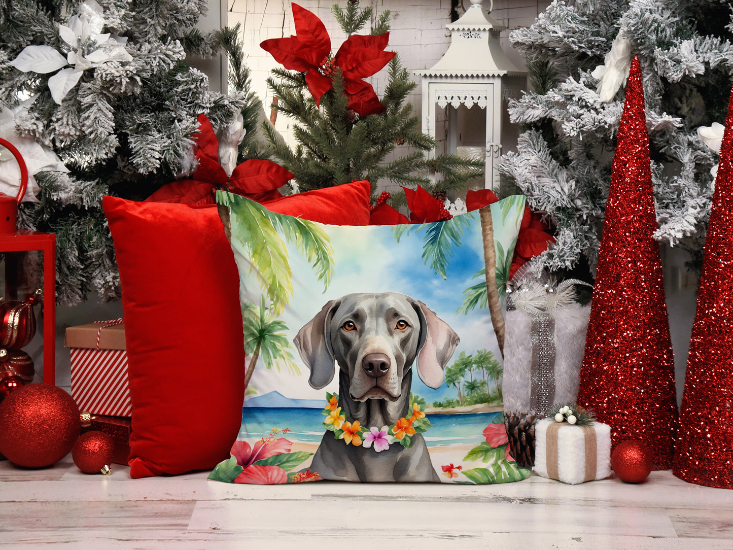 Weimaraner Luau Throw Pillow