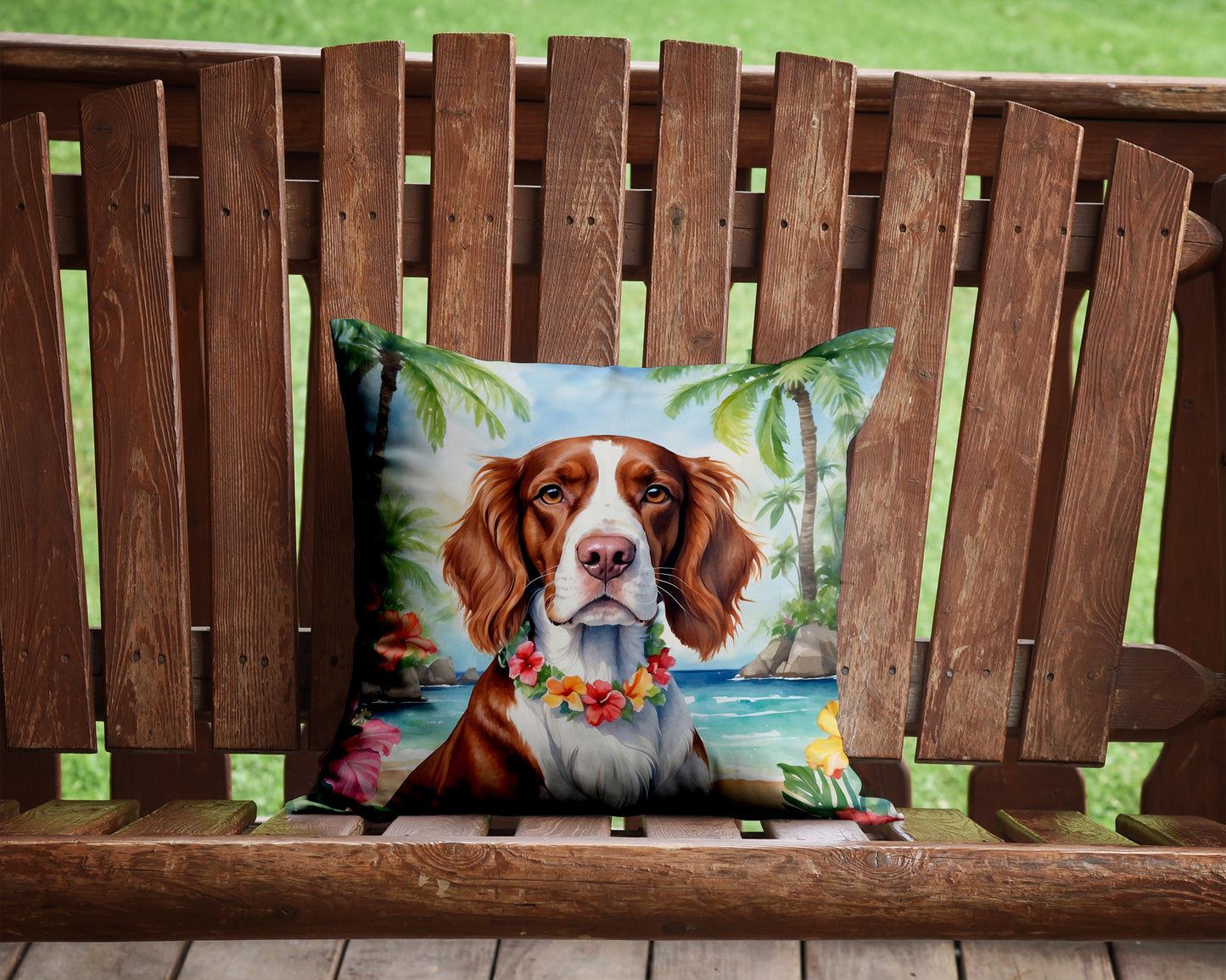 Welsh Springer Spaniel Luau Throw Pillow