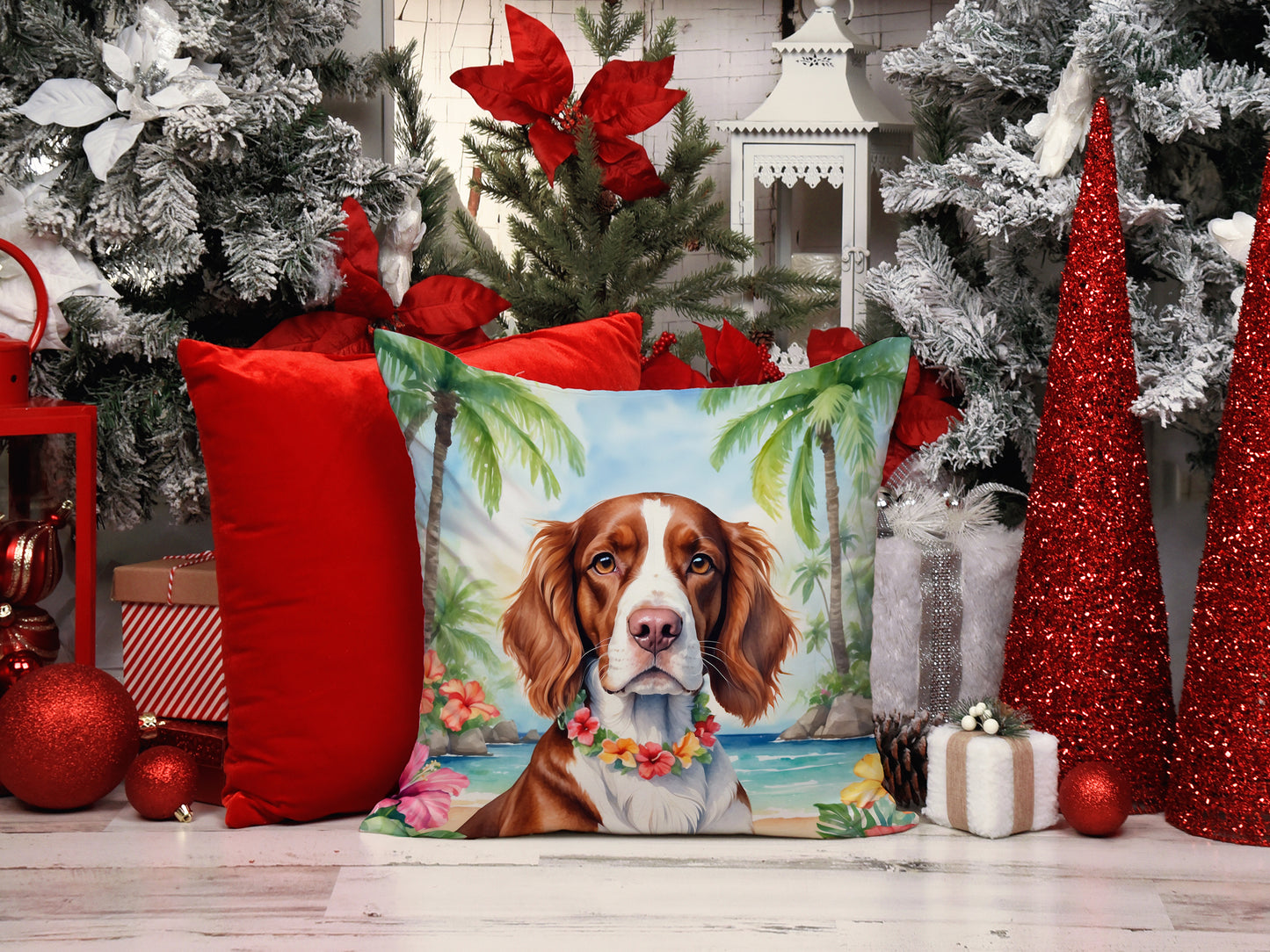 Welsh Springer Spaniel Luau Throw Pillow