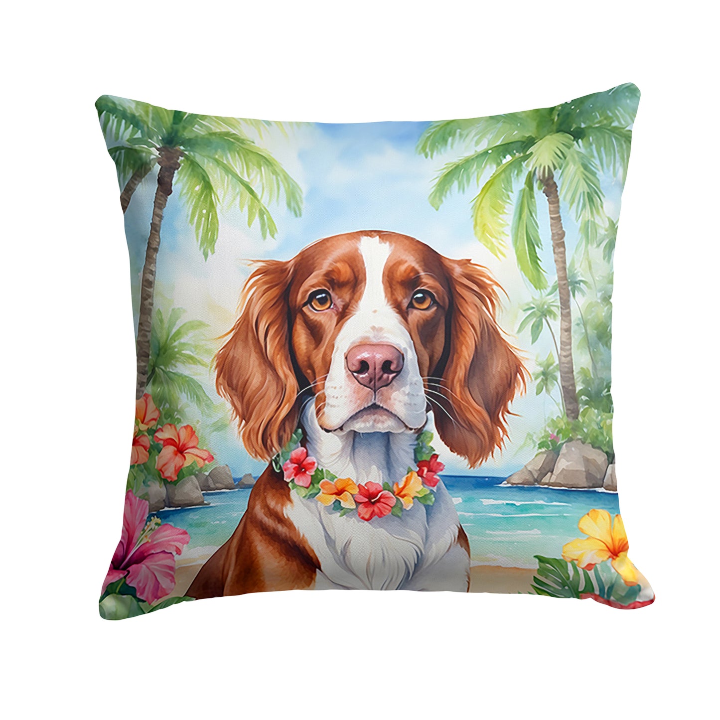 Buy this Welsh Springer Spaniel Luau Throw Pillow