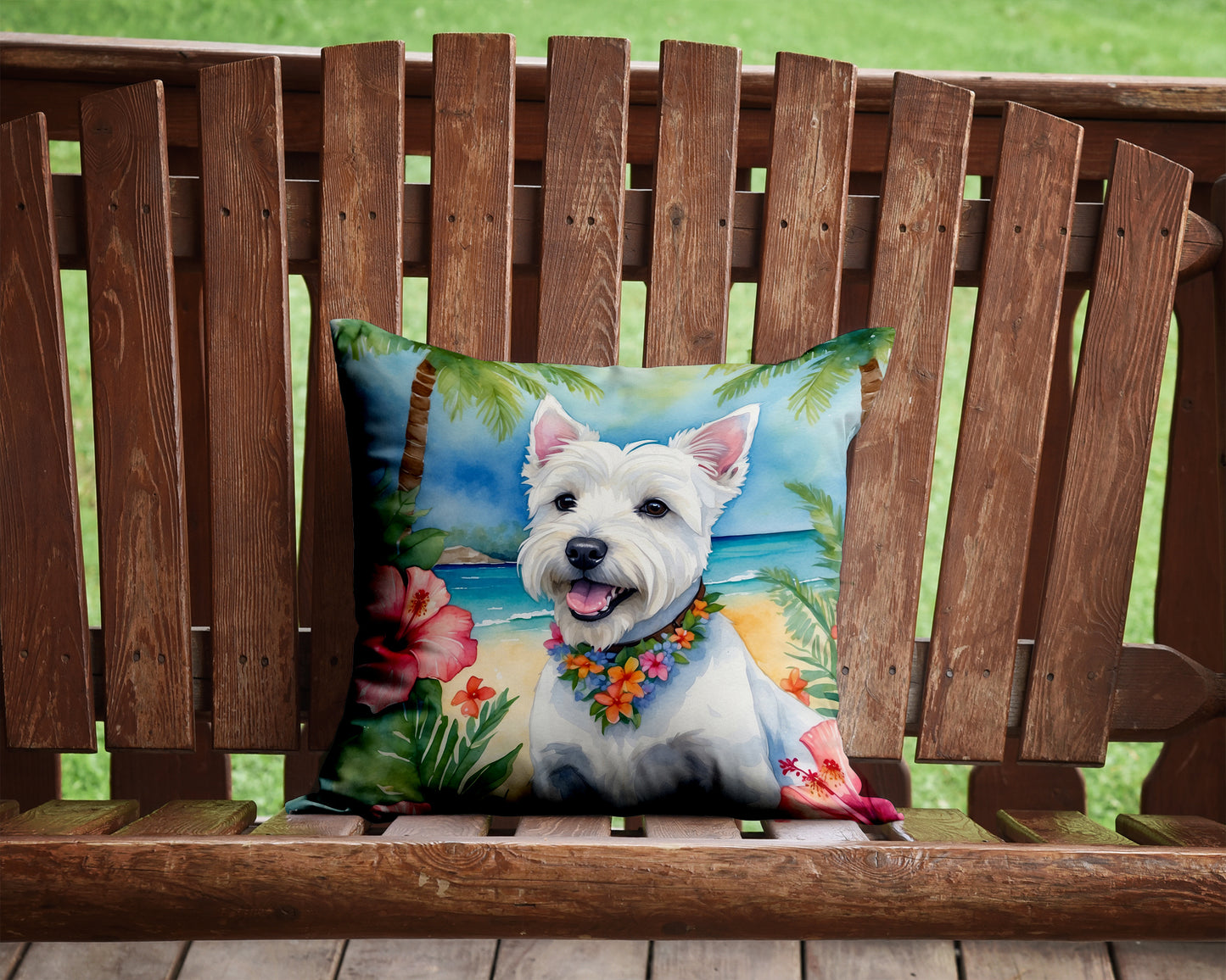 Westie Luau Throw Pillow