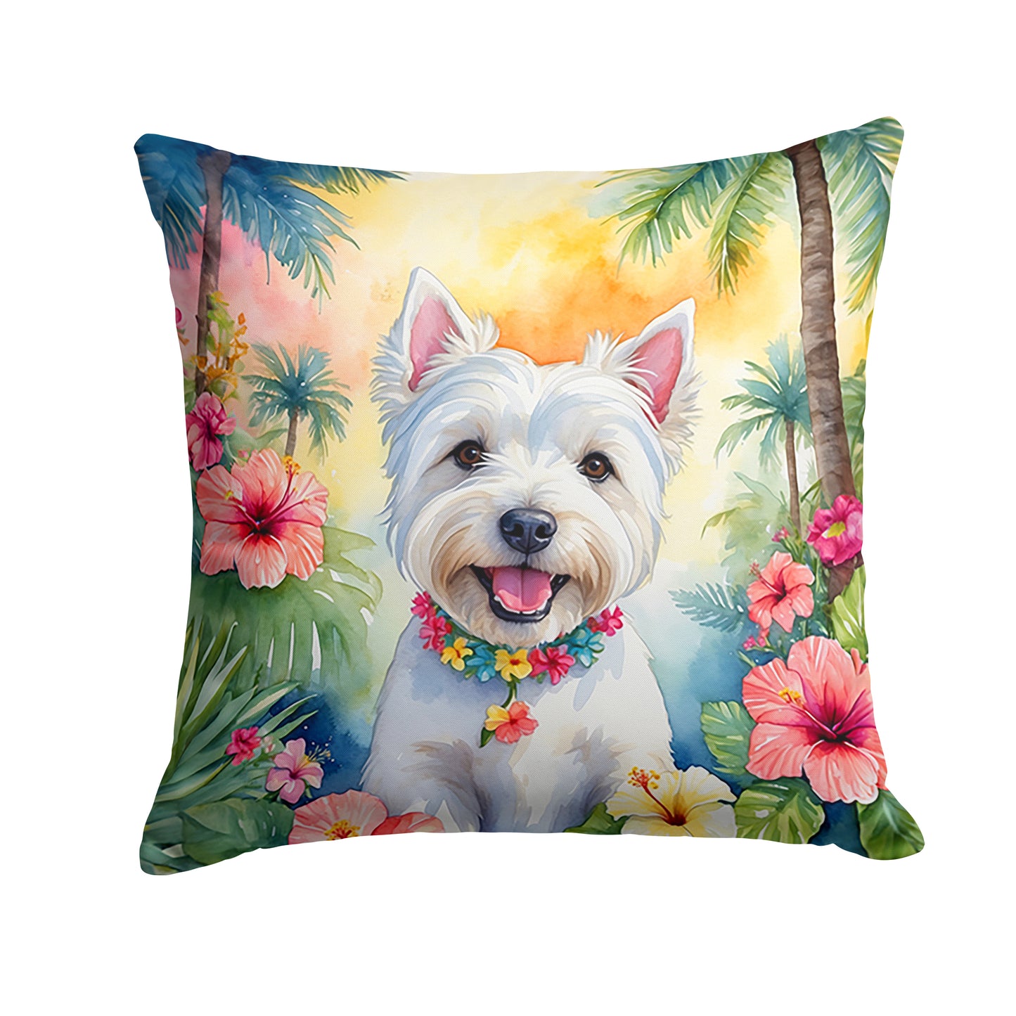 Buy this Westie Luau Throw Pillow