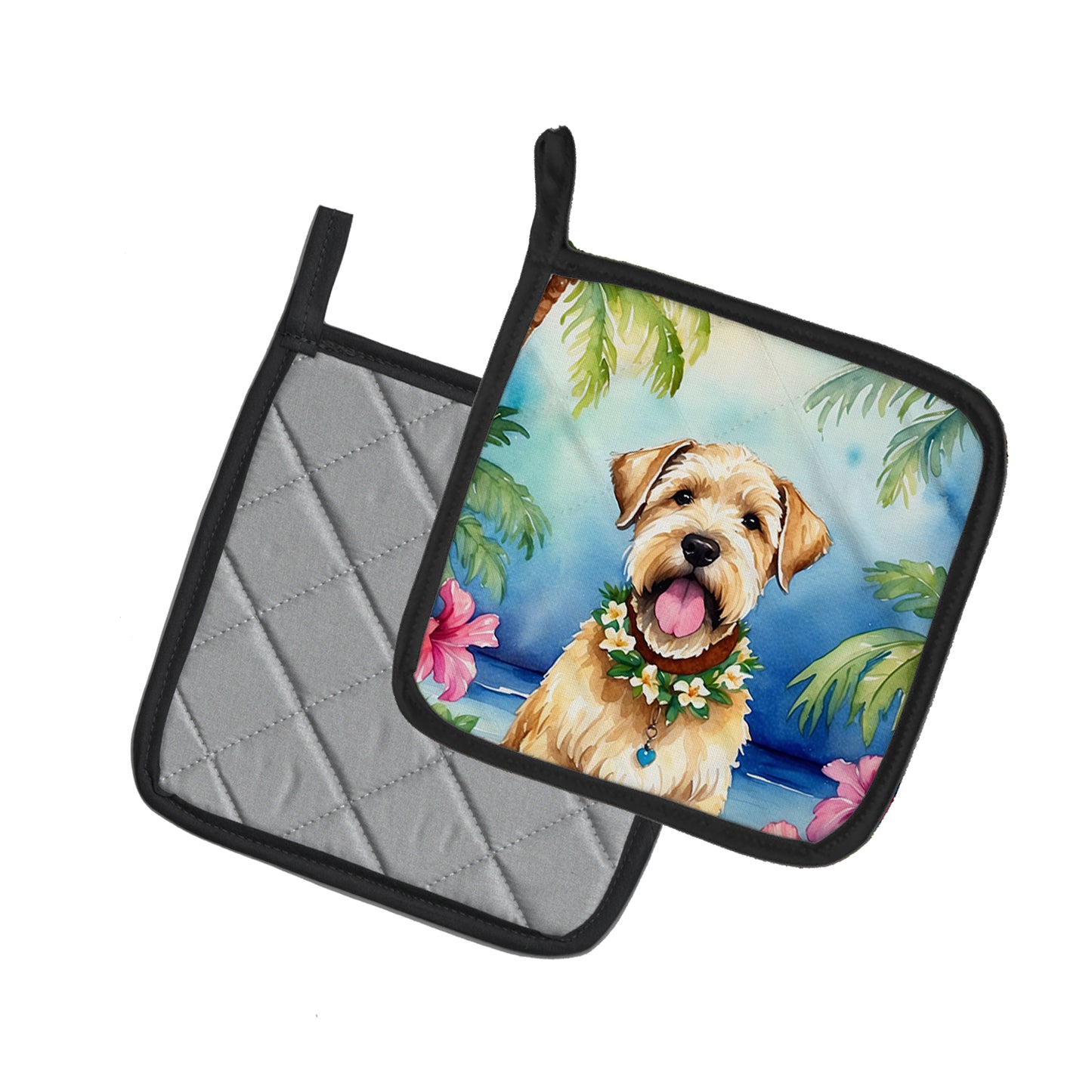 Wheaten Terrier Luau Pair of Pot Holders