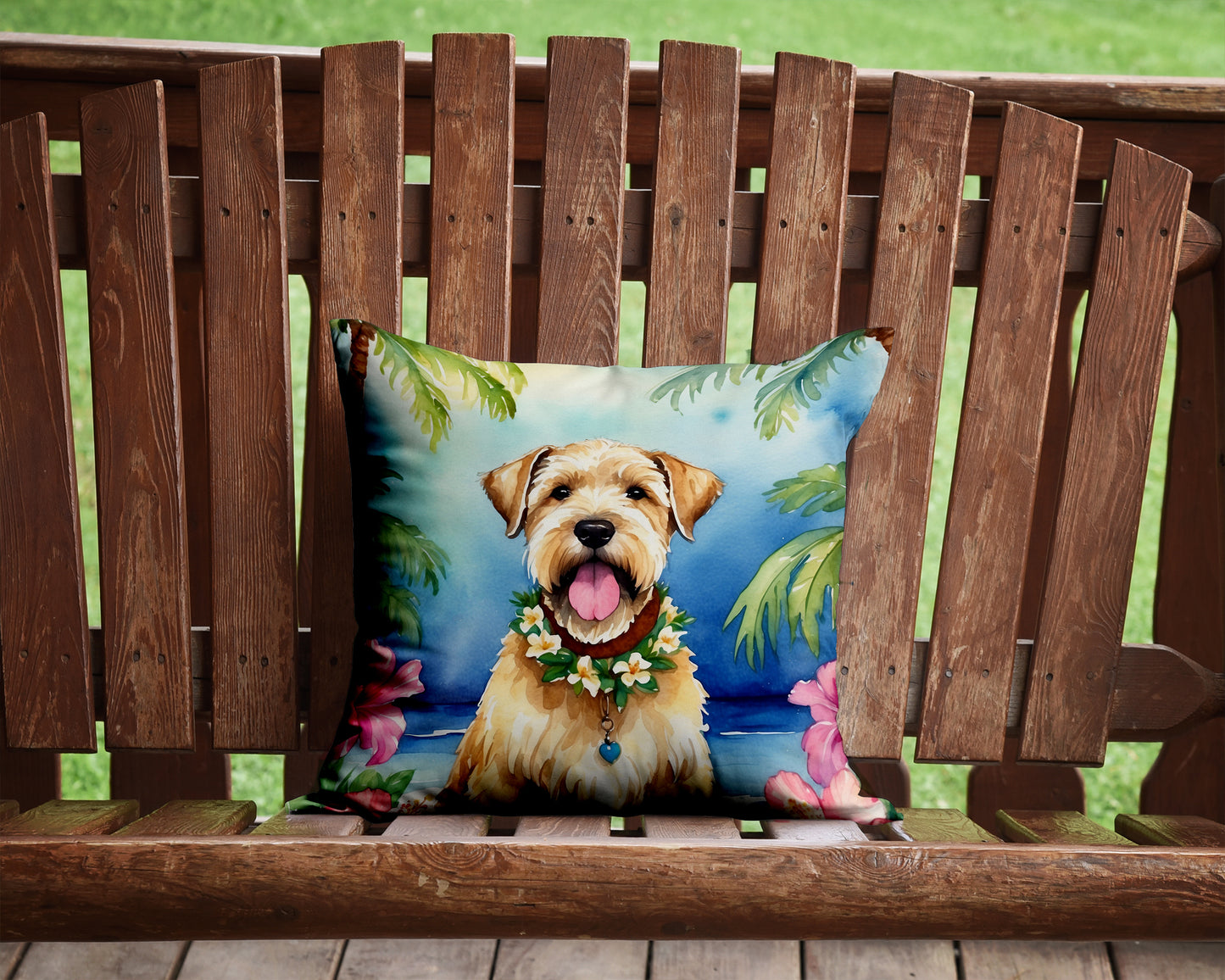 Wheaten Terrier Luau Throw Pillow