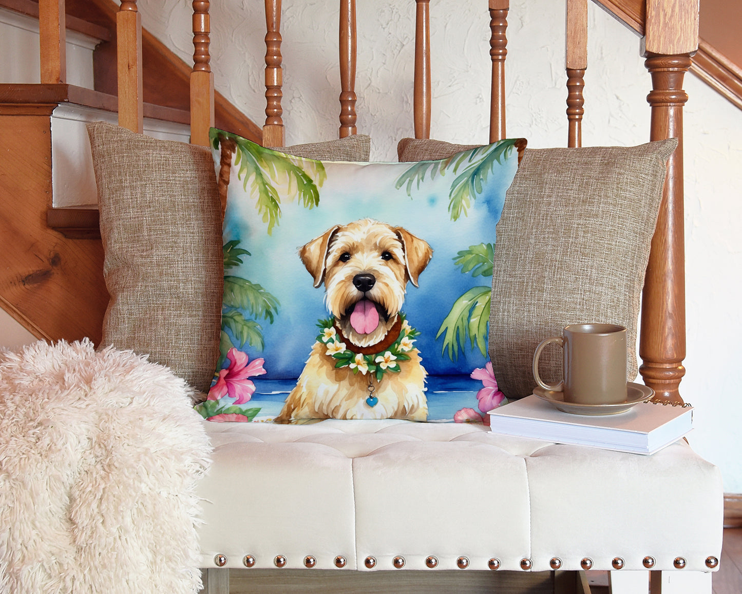 Wheaten Terrier Luau Throw Pillow