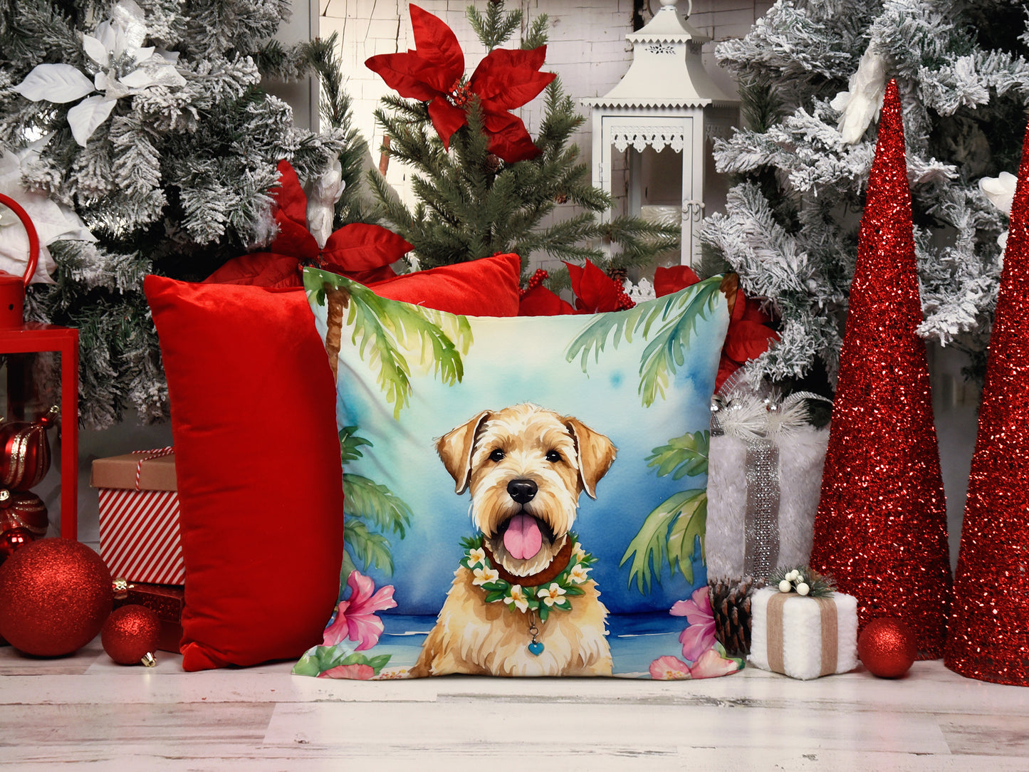 Wheaten Terrier Luau Throw Pillow