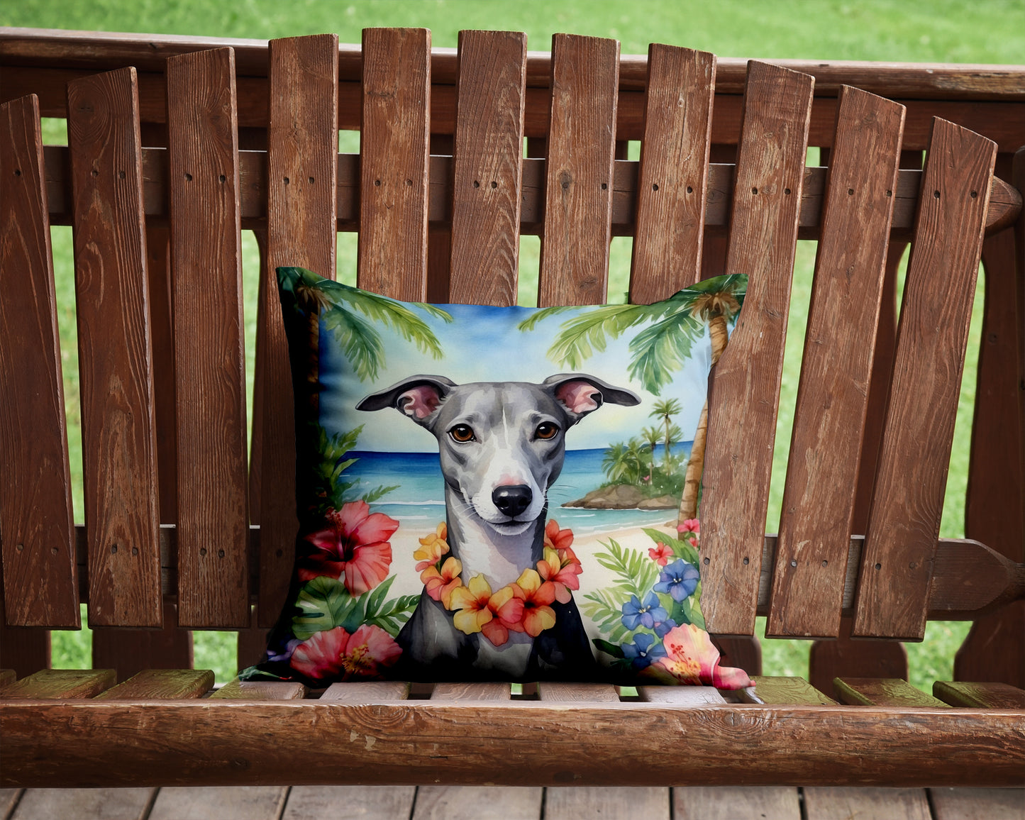 Whippet Luau Throw Pillow