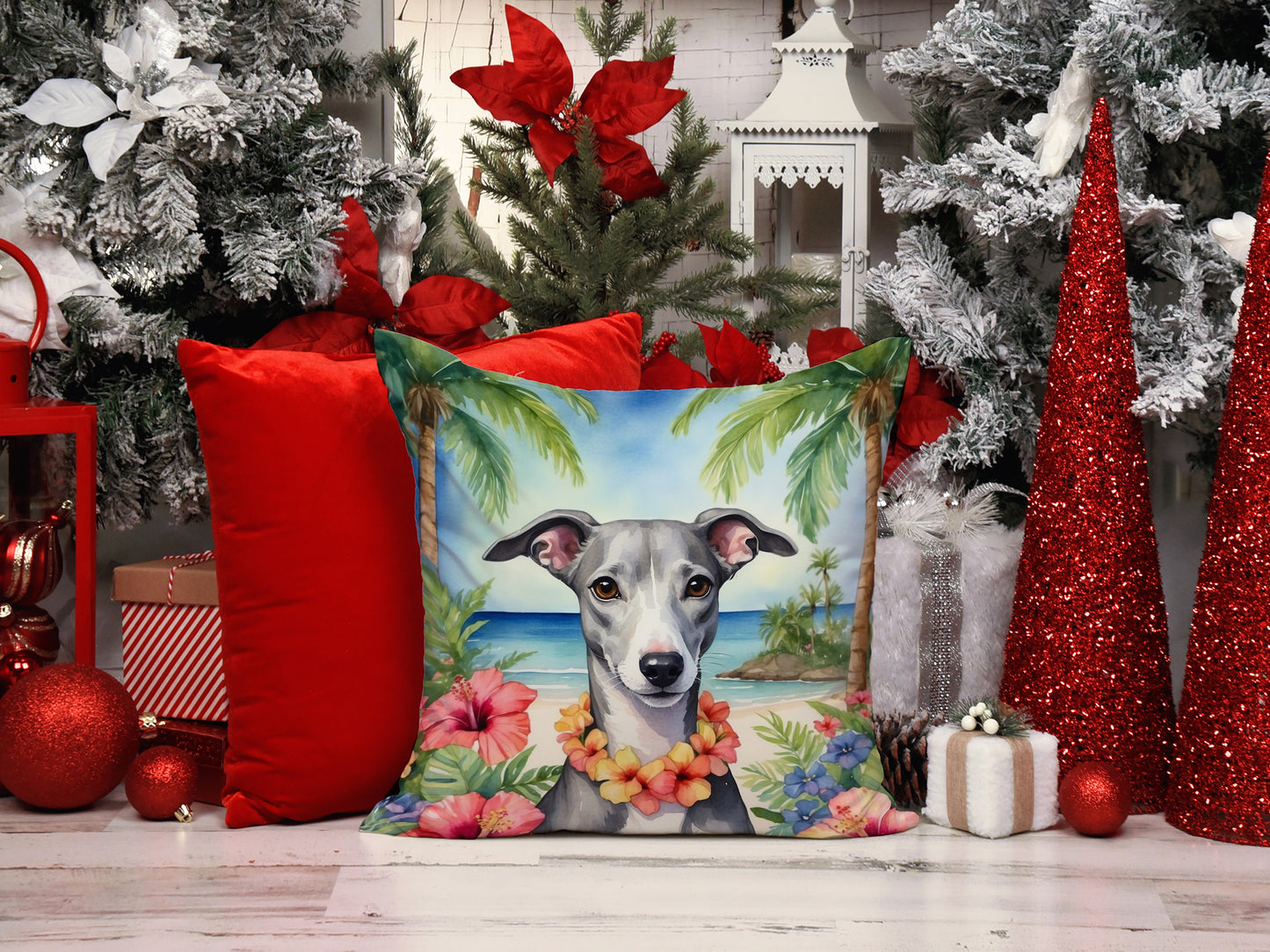 Whippet Luau Throw Pillow