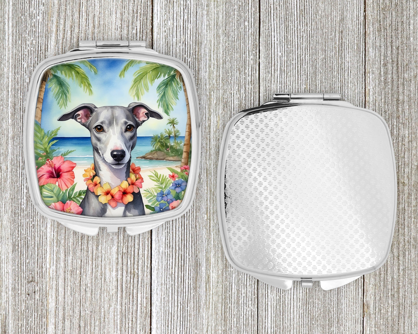 Whippet Luau Compact Mirror