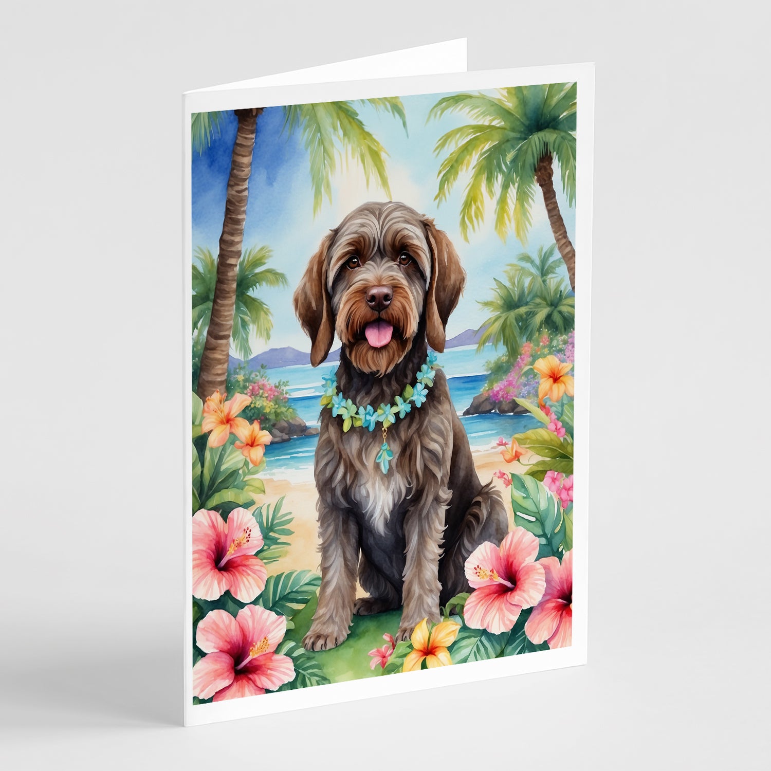 Buy this Wirehaired Pointing Griffon Luau Greeting Cards Pack of 8