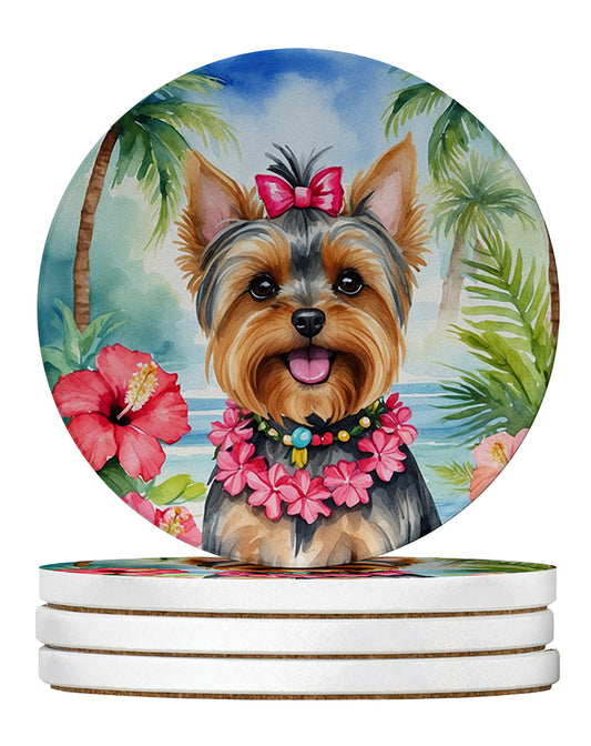 Buy this Yorkshire Terrier Luau Large Sandstone Coasters Pack of 4