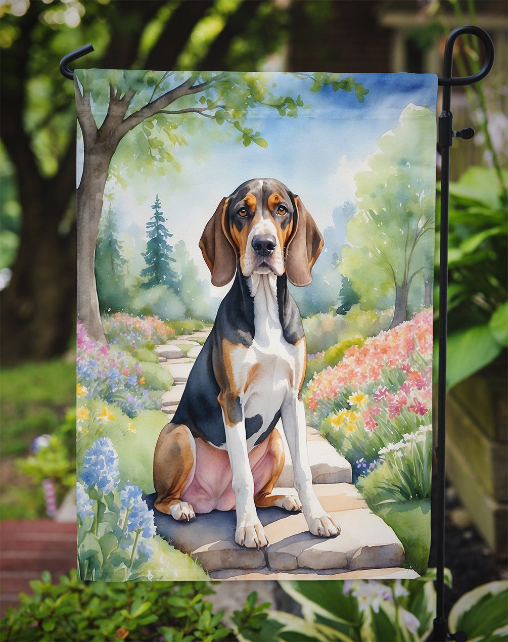 American English Coonhound Spring Garden Garden Flag