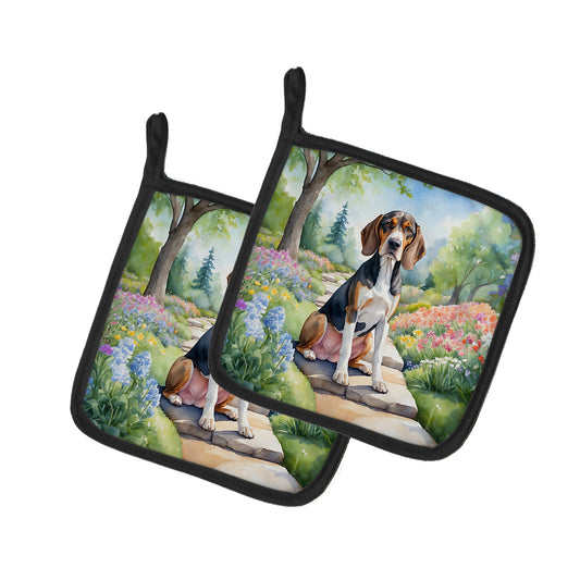 Buy this American English Coonhound Spring Garden Pair of Pot Holders