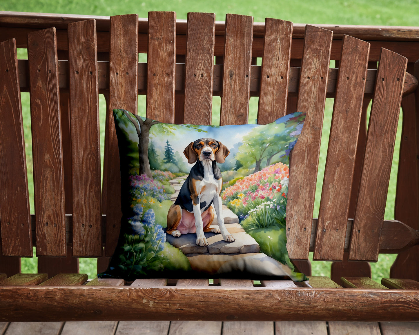 American English Coonhound Spring Garden Throw Pillow
