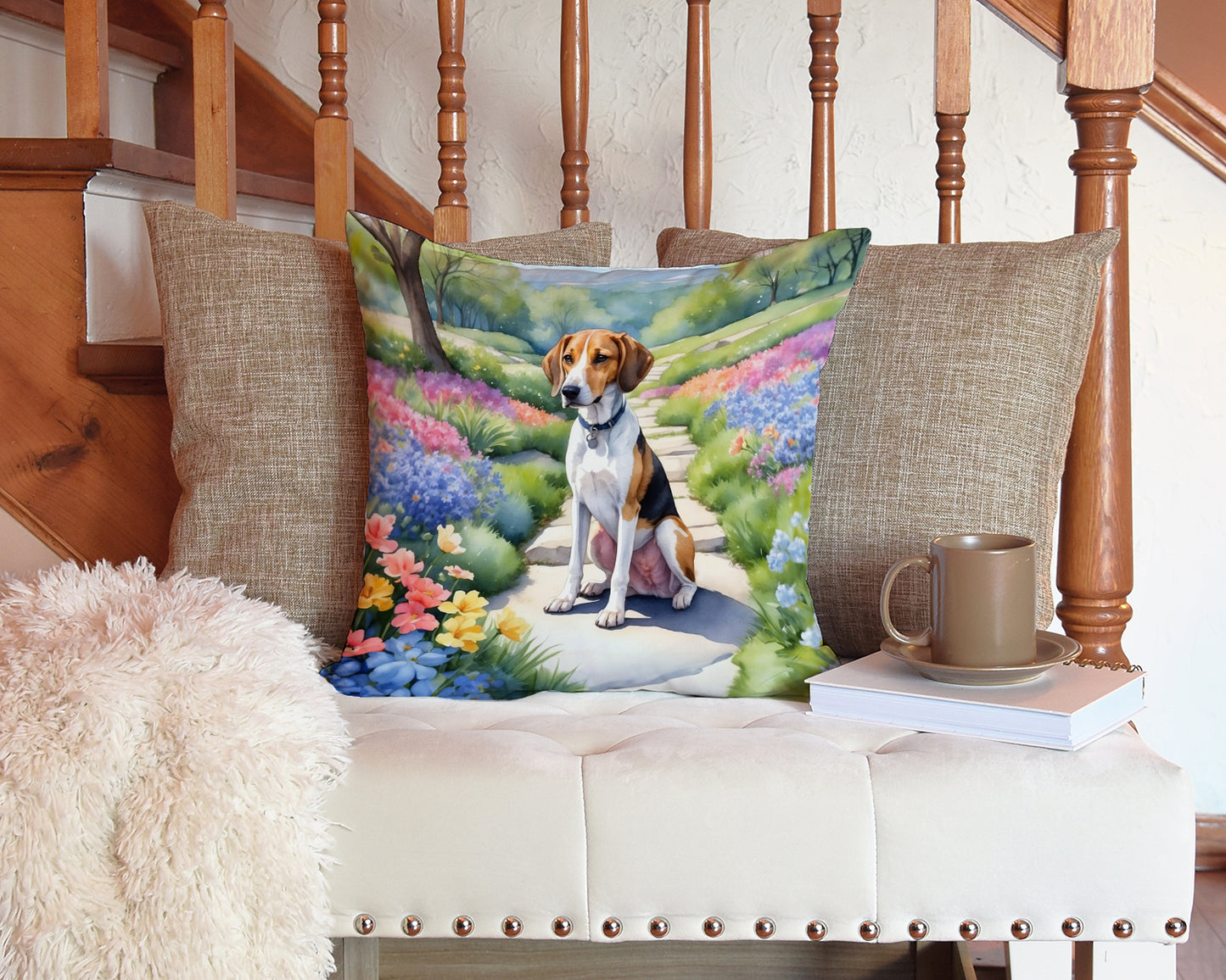 American Foxhound Spring Garden Throw Pillow