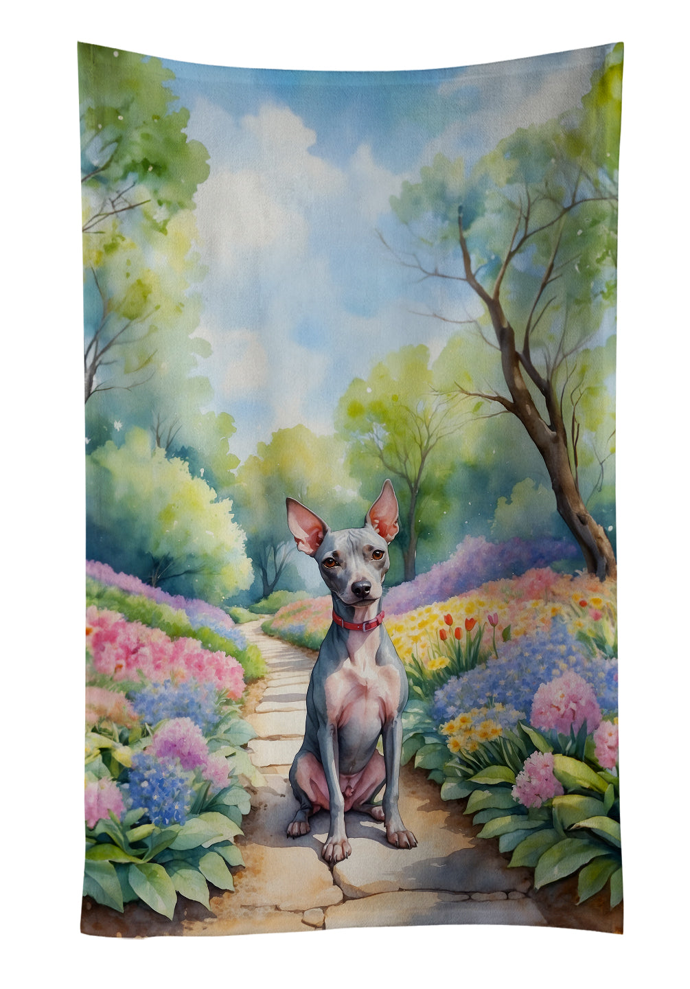 Buy this American Hairless Terrier Spring Garden Kitchen Towel