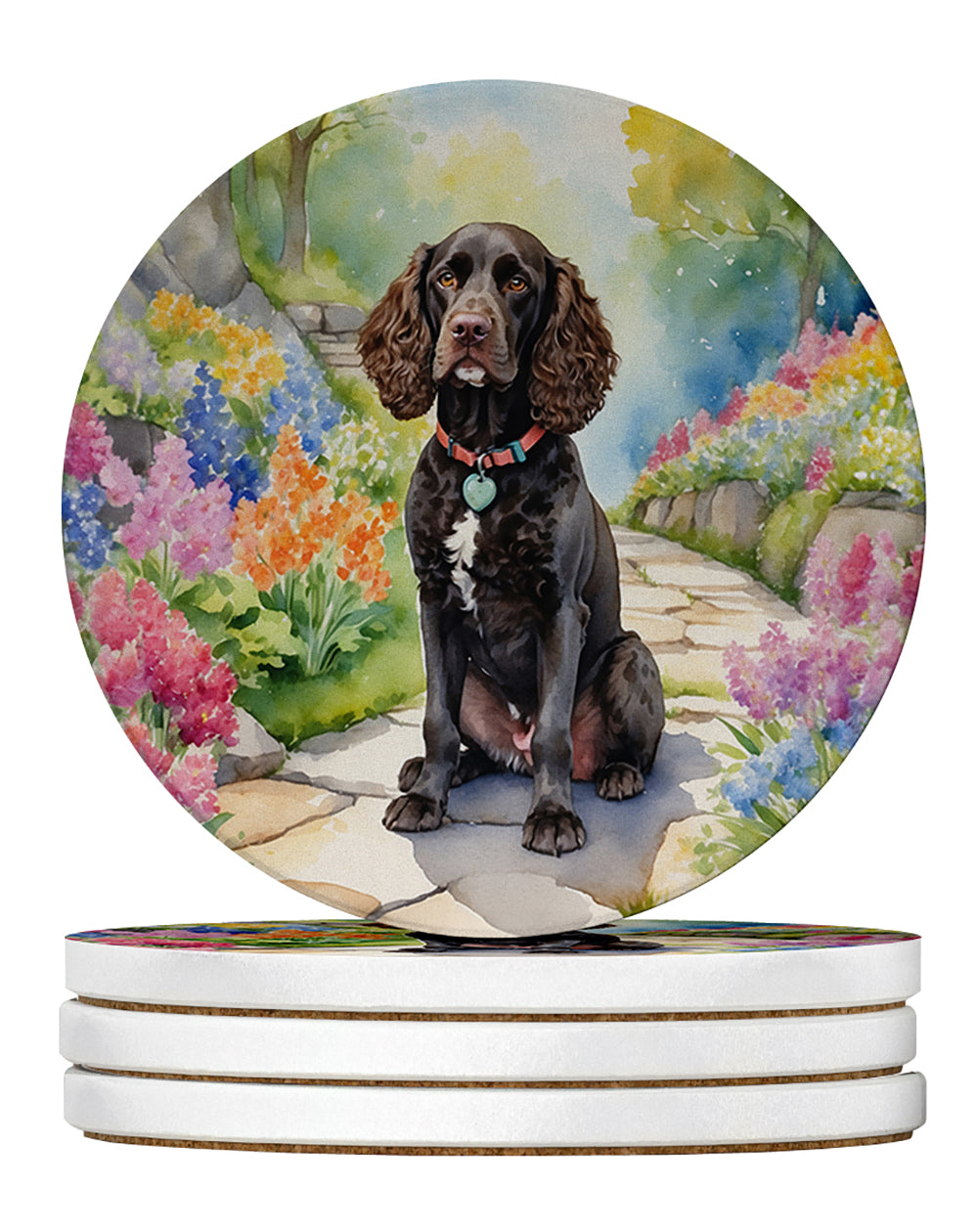 Buy this American Water Spaniel Spring Garden Large Sandstone Coasters Pack of 4