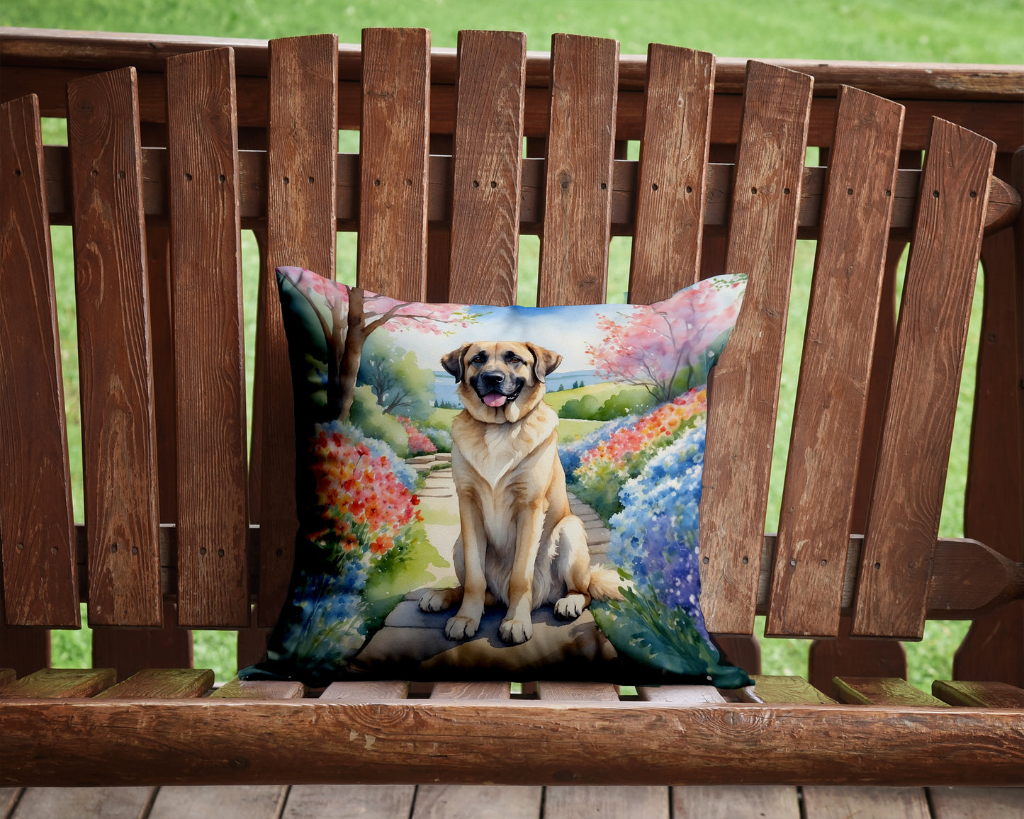 Anatolian Shepherd Spring Garden Throw Pillow