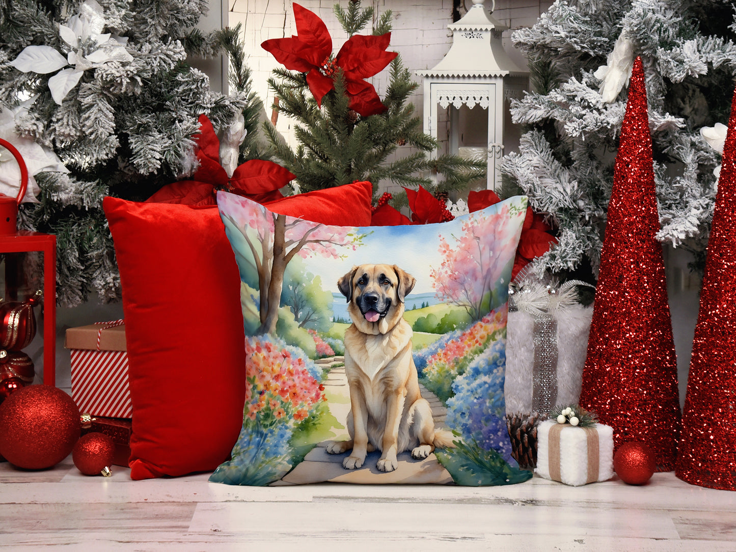 Anatolian Shepherd Spring Garden Throw Pillow