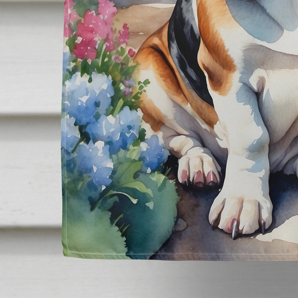 Basset Hound Spring Garden House Flag