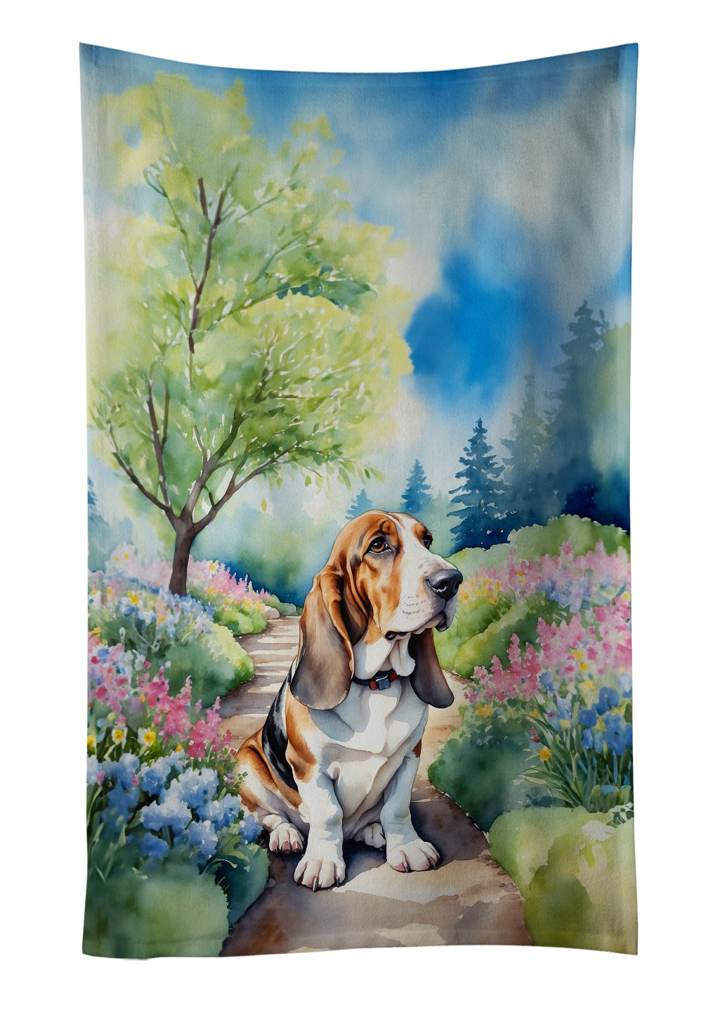 Buy this Basset Hound Spring Garden Kitchen Towel