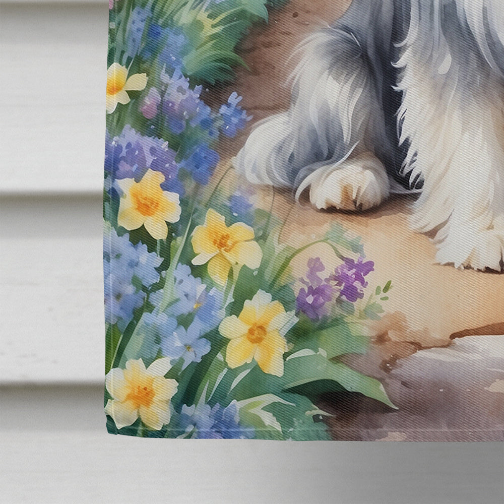 Bearded Collie Spring Garden House Flag