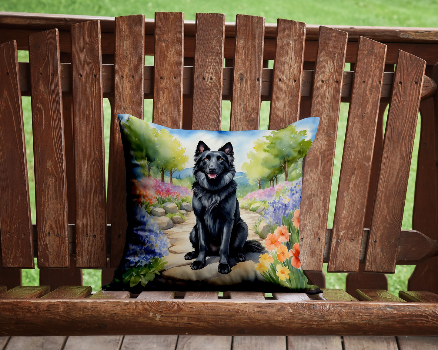 Belgian Sheepdog Spring Path Throw Pillow