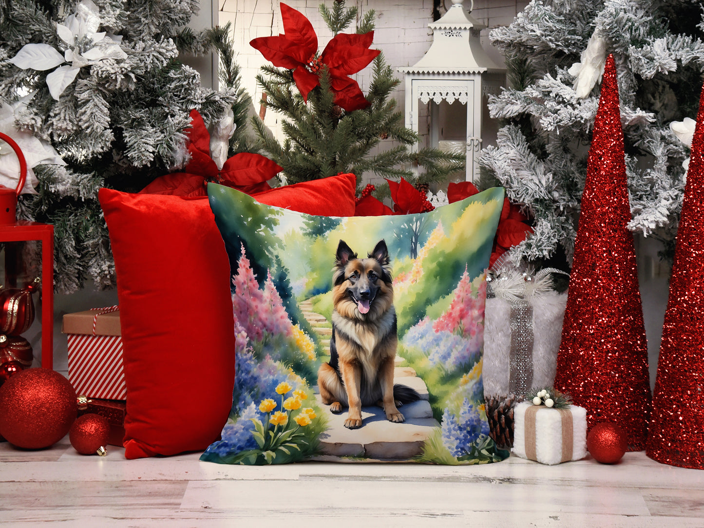 Belgian Tervuren Spring Path Throw Pillow