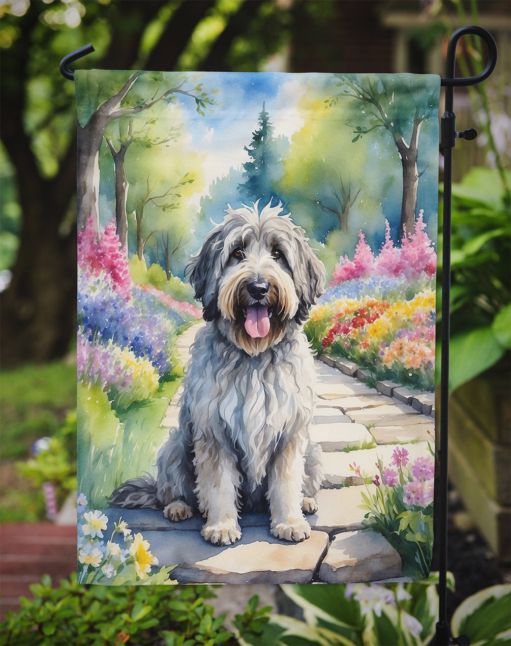 Bergamasco Sheepdog Spring Path Garden Flag