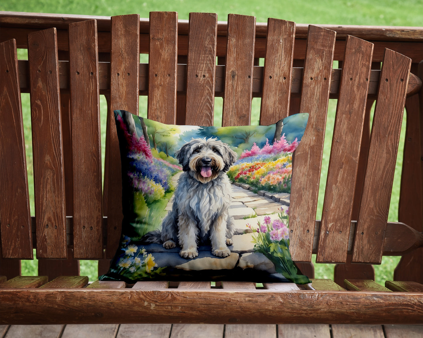 Bergamasco Sheepdog Spring Path Throw Pillow