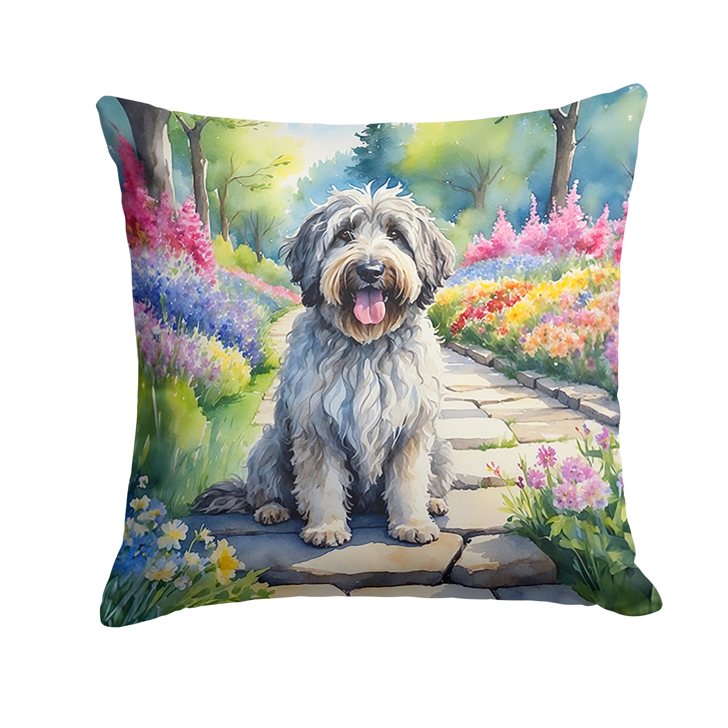 Buy this Bergamasco Sheepdog Spring Path Throw Pillow