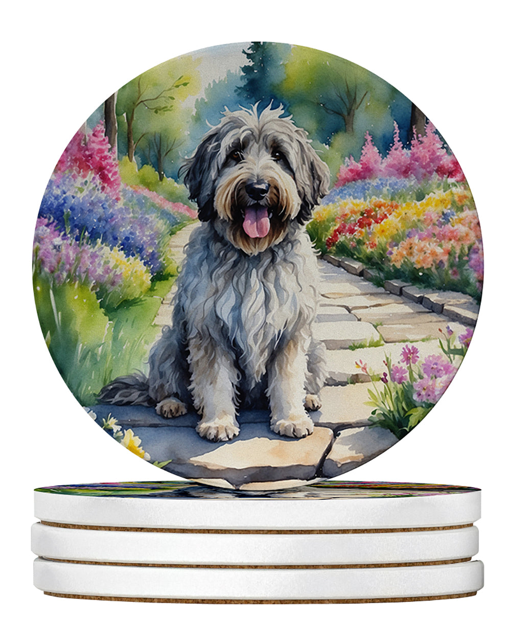 Buy this Bergamasco Sheepdog Spring Path Large Sandstone Coasters Pack of 4