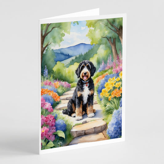 Buy this Bernedoodle Spring Path Greeting Cards Pack of 8