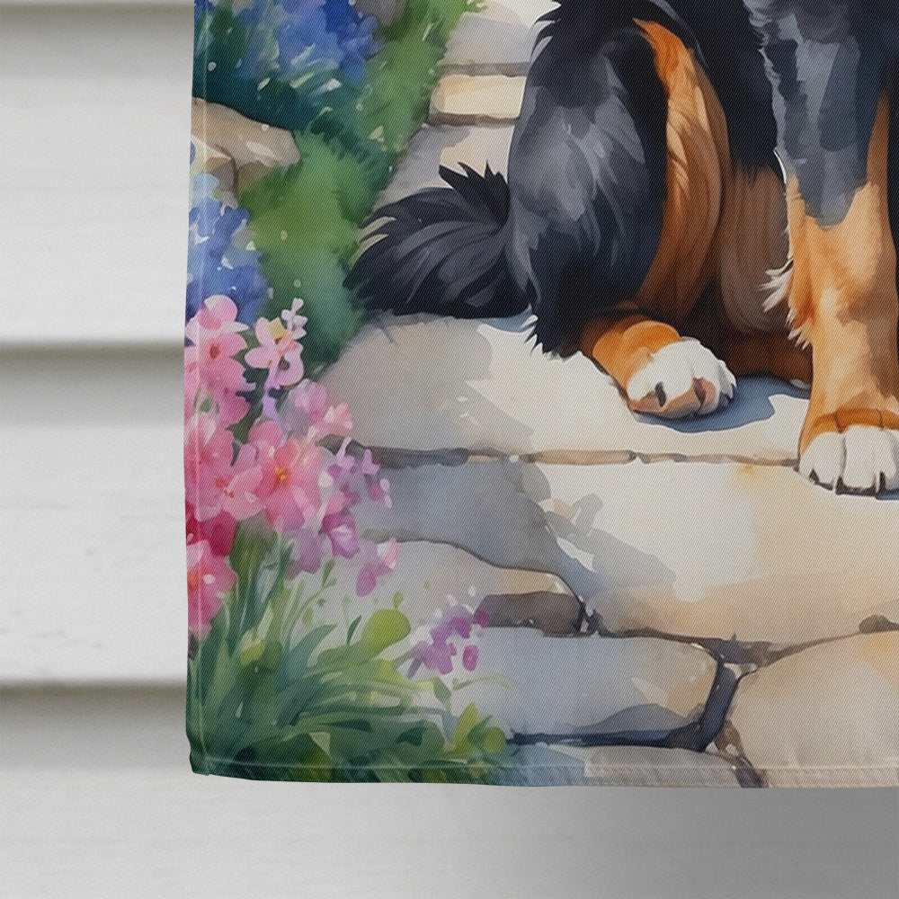 Bernese Mountain Dog Spring Path House Flag