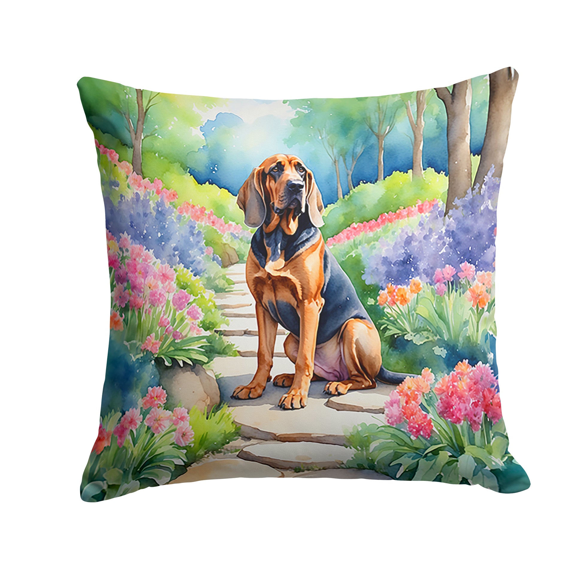 Buy this Bloodhound Spring Path Throw Pillow