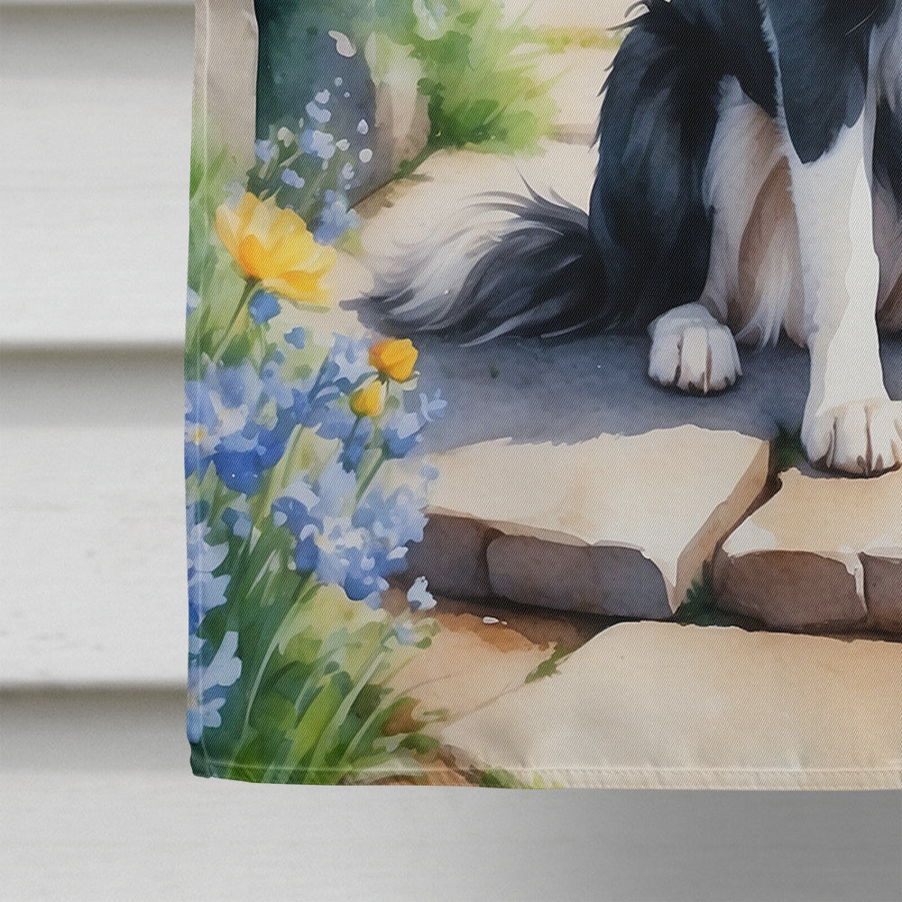 Border Collie Spring Path House Flag