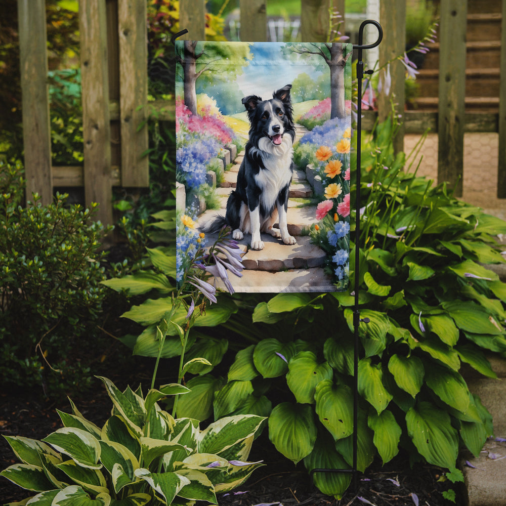 Border Collie Spring Path Garden Flag