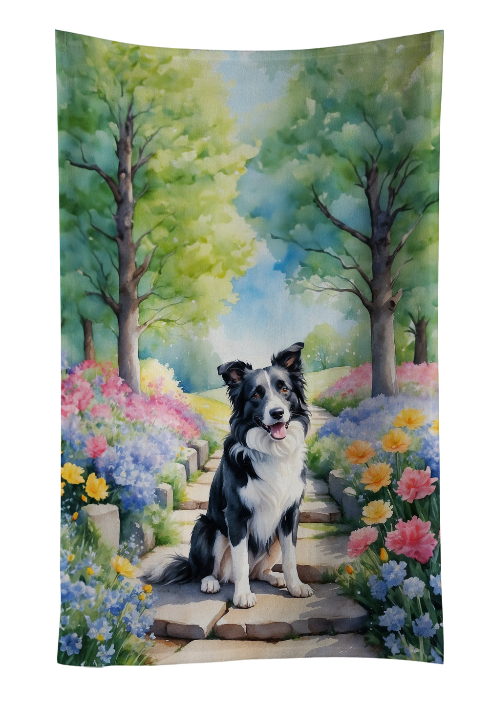 Buy this Border Collie Spring Path Kitchen Towel