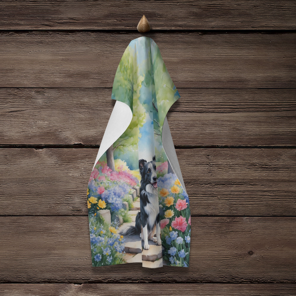 Border Collie Spring Path Kitchen Towel