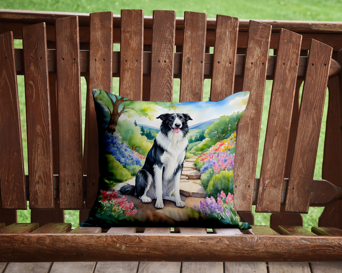 Borzoi Spring Path Throw Pillow