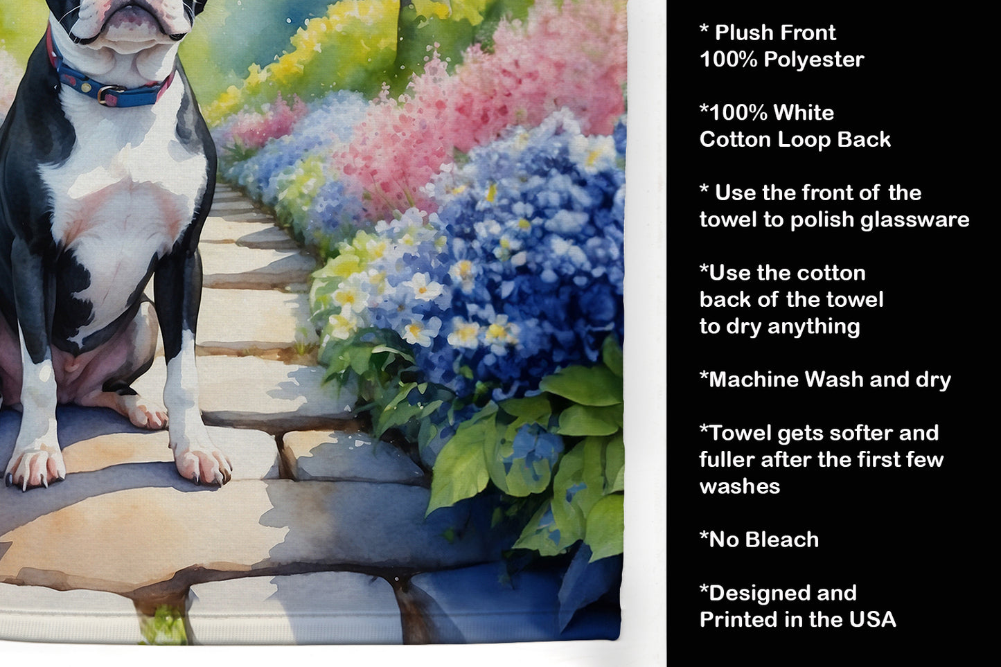 Boston Terrier Spring Path Kitchen Towel