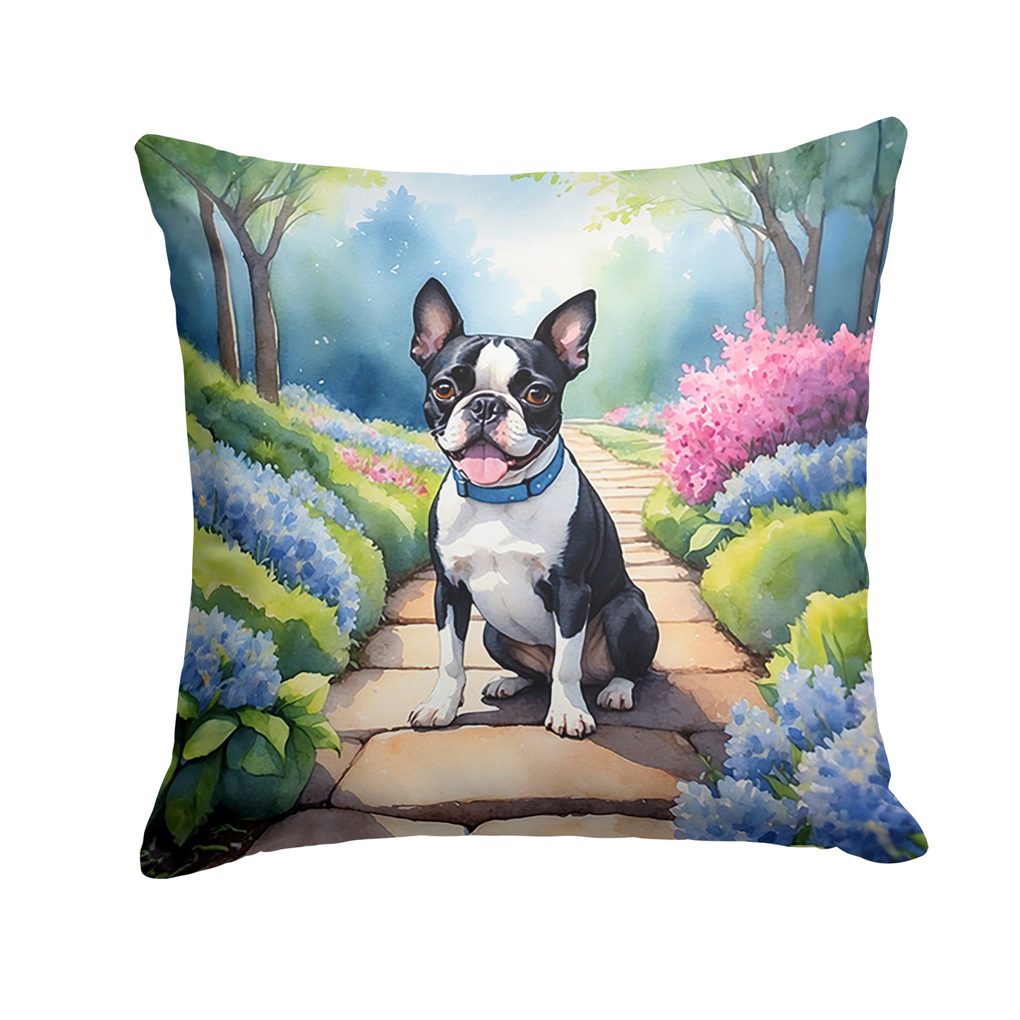 Buy this Boston Terrier Spring Path Throw Pillow