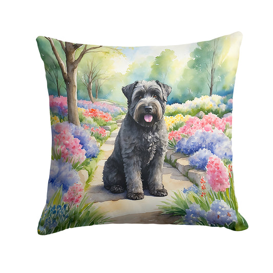 Buy this Bouvier des Flandres Spring Path Throw Pillow