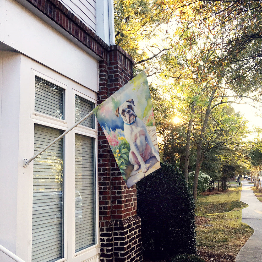 White Boxer Spring Path House Flag