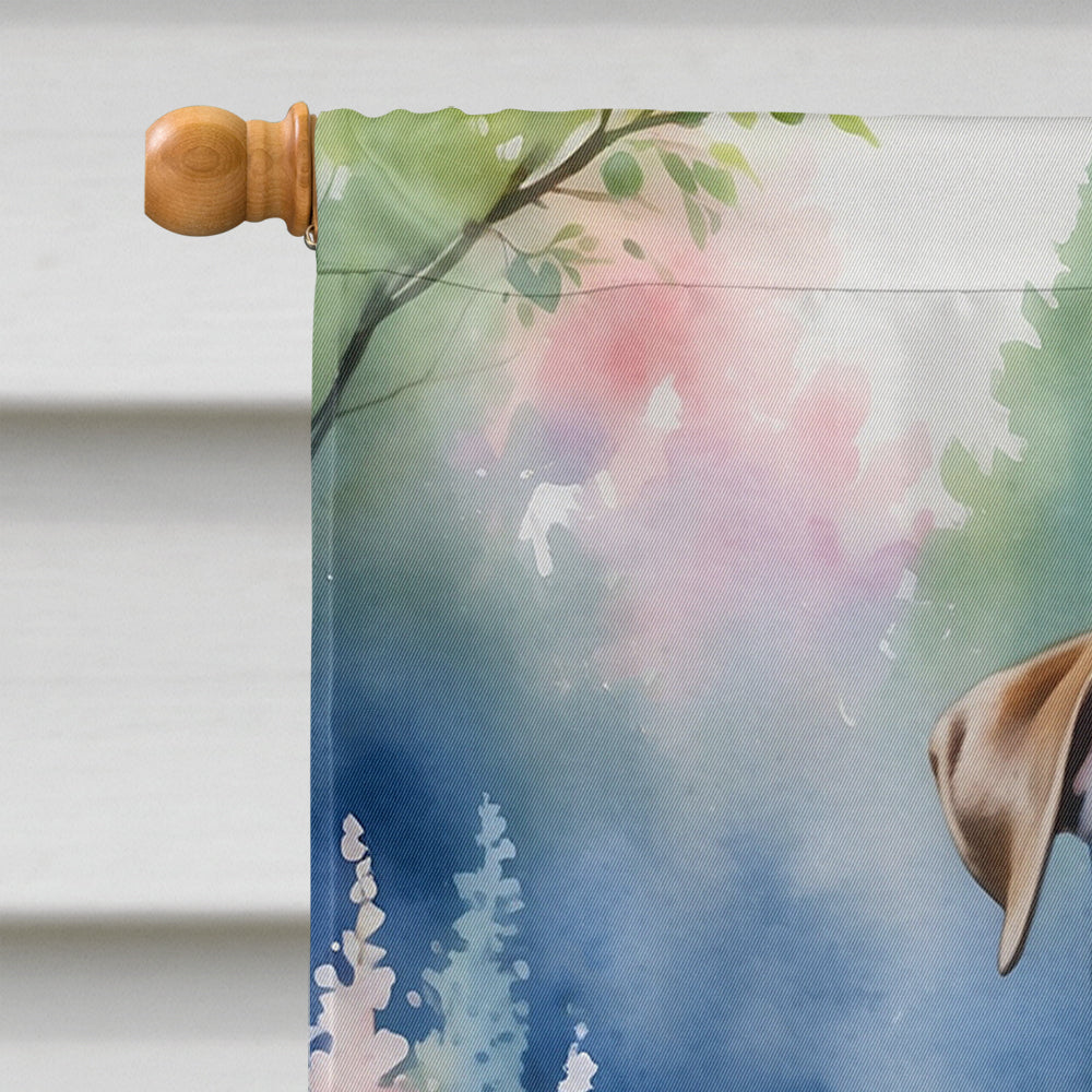 White Boxer Spring Path House Flag