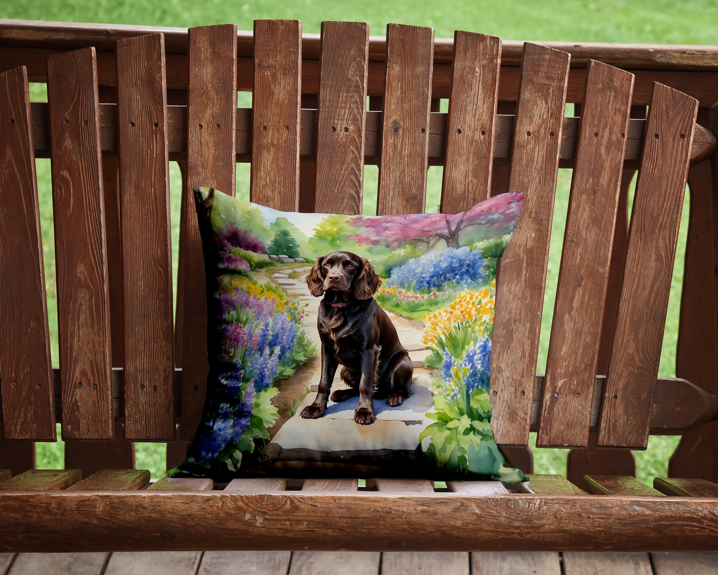 Boykin Spaniel Spring Path Throw Pillow