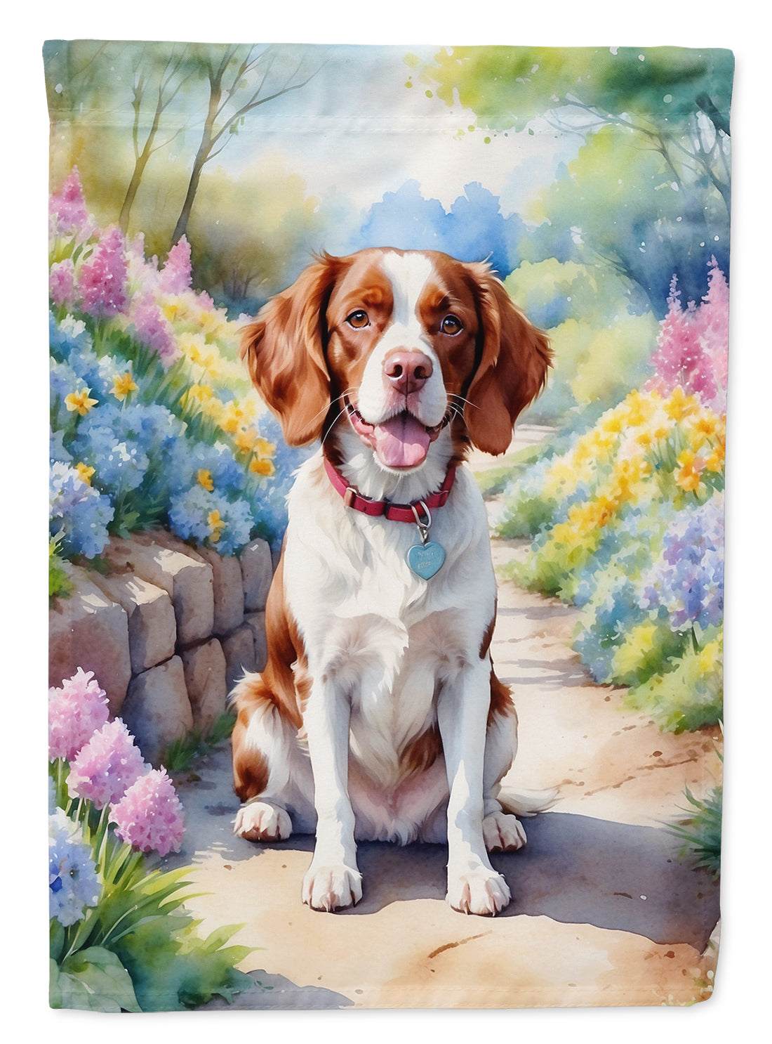 Buy this Brittany Spaniel Spring Path Garden Flag