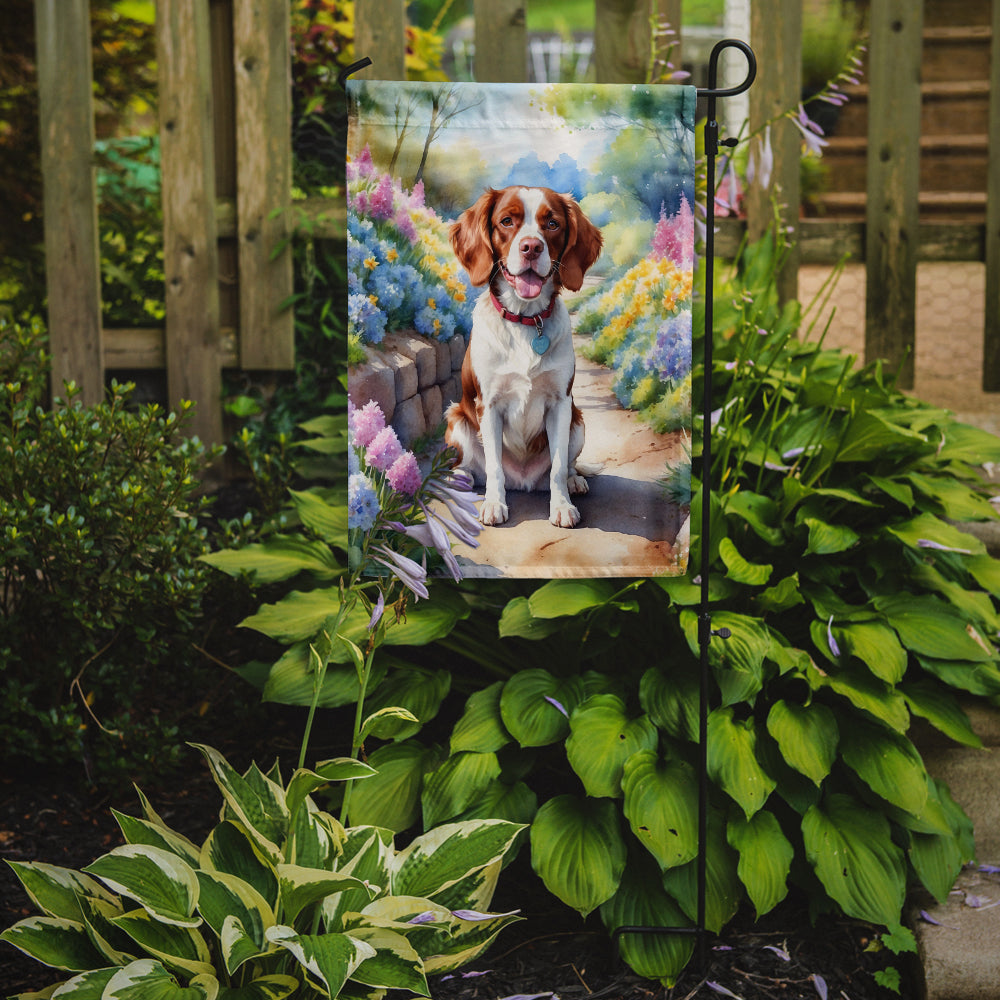 Brittany Spaniel Spring Path Garden Flag