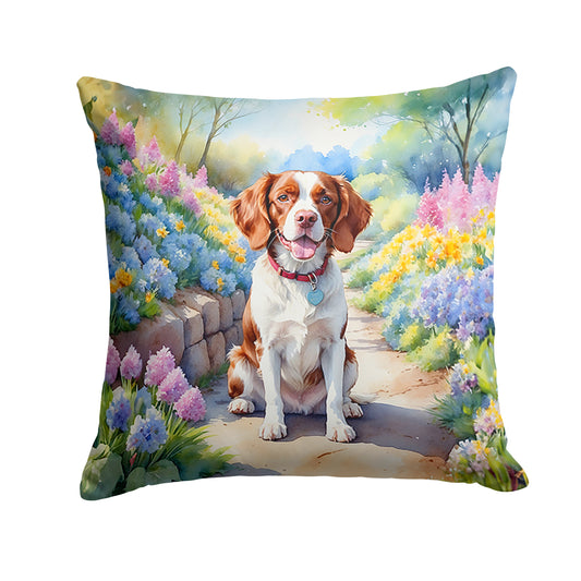 Buy this Brittany Spaniel Spring Path Throw Pillow