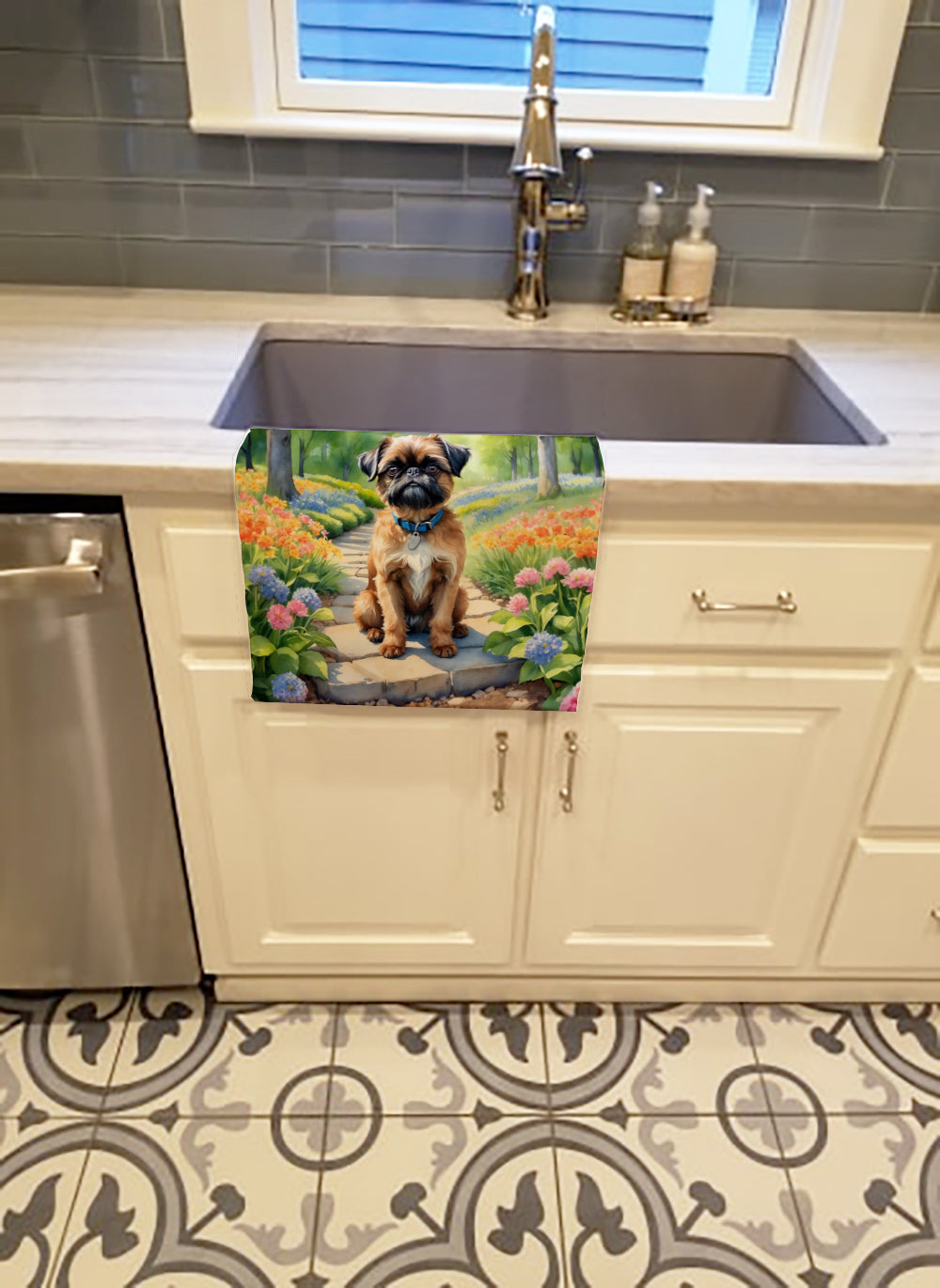 Brussels Griffon Spring Path Kitchen Towel